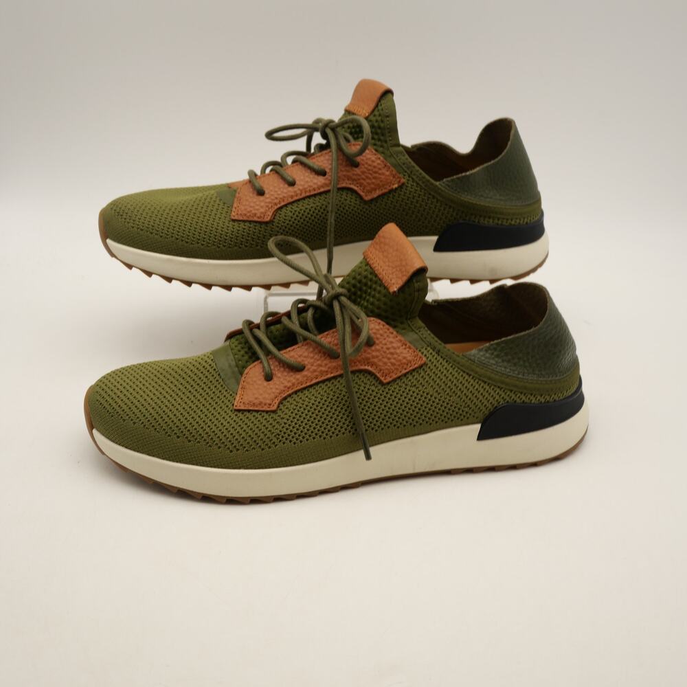 Quince Men's 8 Mesh Leather Sneakers Low Top Green Brown Slip On Shoes NEW